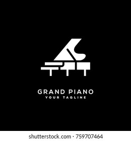 Grand piano logo template design. Vector illustration.