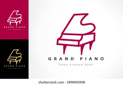 Grand piano logo vector. Musical instrument design.