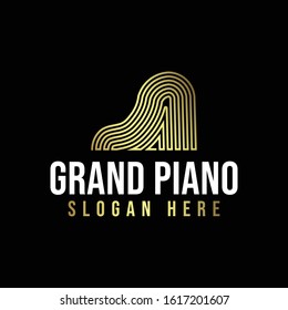 Grand Piano Luxury Logo Ideas. Inspiration logo design. Template Vector Illustration. Isolated On White Background