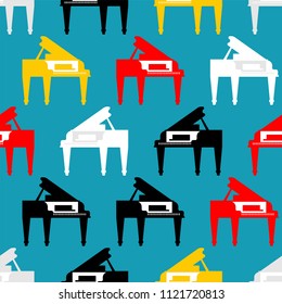 Grand piano pattern seamless. Musical background Vector illustration
