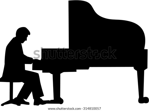 グランドピアノ奏者シルエット のベクター画像素材 ロイヤリティフリー