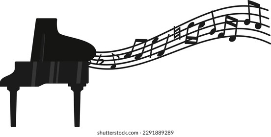 Grand piano seen from the side