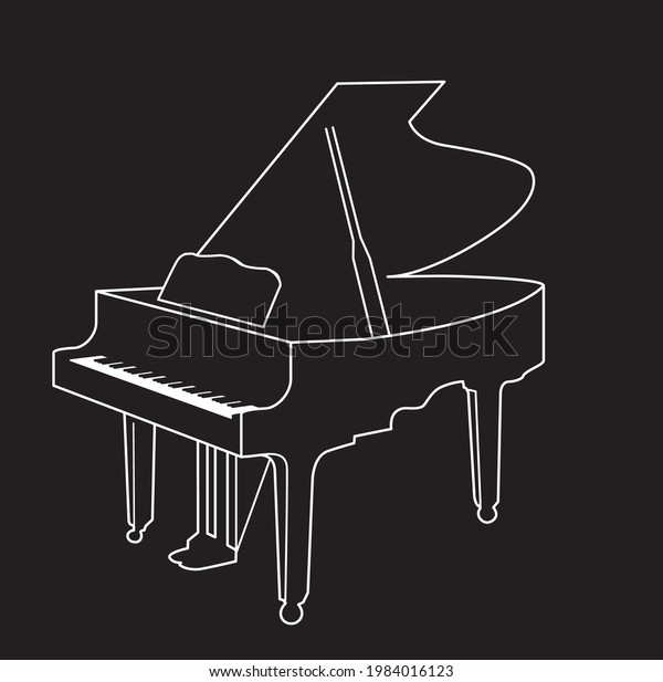 Grand Piano Silhouette On Black Background Stock Vector Royalty Free 1984016123 Shutterstock 4814