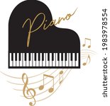 grand piano silhouette on white background
