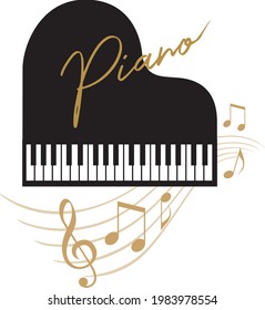 grand piano silhouette on white background