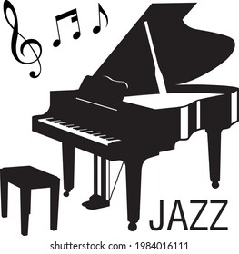 grand piano silhouette on white background