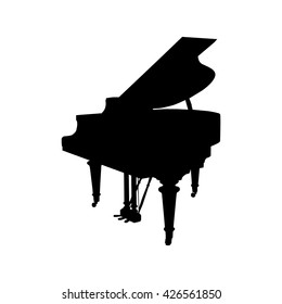 grand piano silhouette on white background