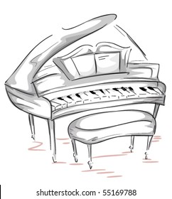 Grand Piano Sketch - Vector
