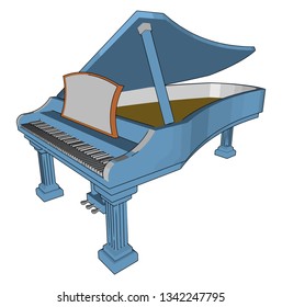 Grand piano is type of piano in which the frame and strings are horizontal It is an acoustic musical instrument vector color drawing or illustration