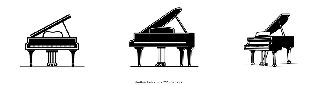 Logo des digitalen Klaviers für Piano-Klavier. Vektorlogo-Set, Kollektion