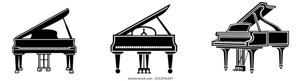 Logo des digitalen Klaviers für Piano-Klavier. Vektorlogo-Set, Kollektion