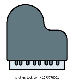 grand piano using soft color and filled line style