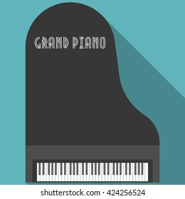 Grand piano vector, flat design