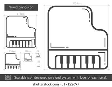 Grand piano vector line icon isolated on white background. Grand piano line icon for infographic, website or app. Scalable icon designed on a grid system.