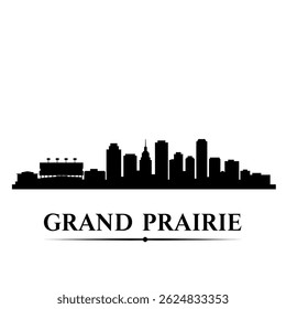 Grand Prairie Skyline Black Silhouette Vector.