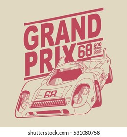 Grand prix racing motorcycle typography, t-shirt graphics, vectors