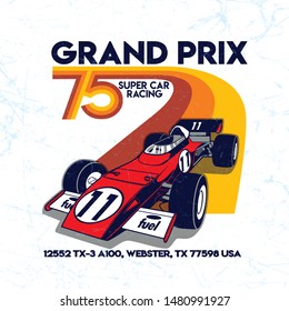 Grand Prix  Super Car Racing vector graphic design