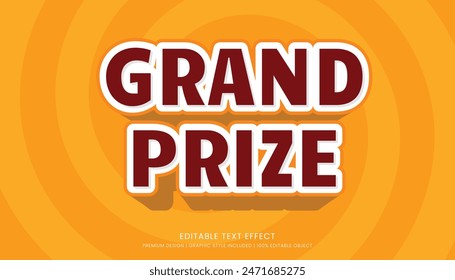 grand prize editable 3d text effect template bold typography and abstract style drinks logo and brand
