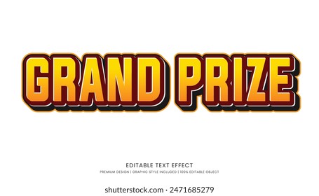 grand prize editable 3d text effect template bold typography and abstract style drinks logo and brand