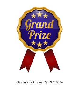 Grand Prize Medal Label On White Background. Vector Illustration