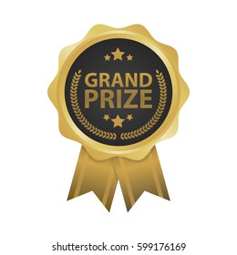 Grand prize win gold badges vector illustration.