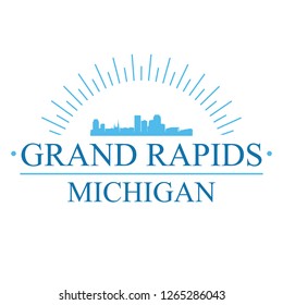 Grand Rapids Michigan. Banner Design. City Skyline. Silhouette Vector. Famous Monuments.