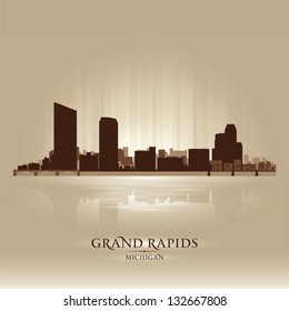 Grand Rapids Michigan city skyline silhouette. Vector illustration