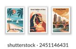 Grand Rapids, Michigan, Great Sphinx of Giza, Half Moon State Beach - Vintage travel poster. Vector illustration. High quality prints