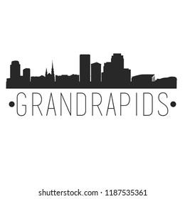 Grand Rapids Michigan Skyline. Silhouette City Design Vector Famous Monuments.