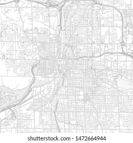Grand Rapids, Michigan, USA, bright outlined vector map with bigger and minor roads and steets created for infographic backgrounds.