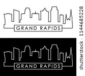 Grand Rapids skyline. Linear style. Editable vector file.