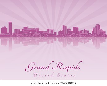 Grand Rapids skyline in purple radiant orchid in editable vector file