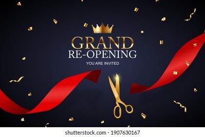 Grand RE-Opening Card Business Poster Background. Vector Illustration