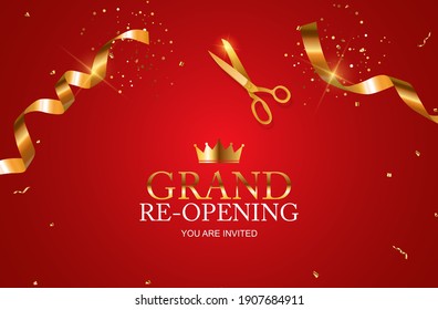Grand RE-Opening Card Business Poster Background. Vector Illustration