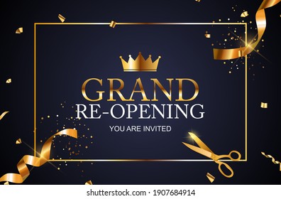 Grand RE-Opening Card Business Poster Background. Vector Illustration