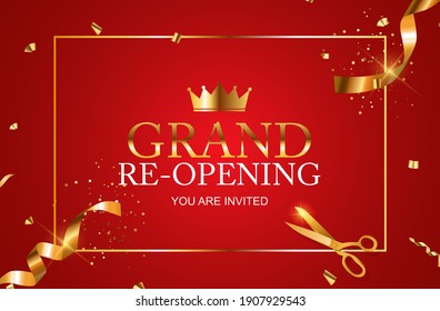 Grand RE-Opening Card Business Poster Background. Vector Illustration