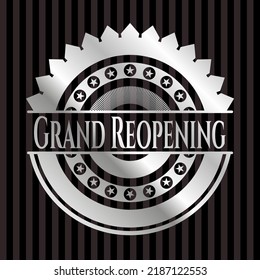 Grand Reopening silver badge. Vector Illustration. Mosaic. 