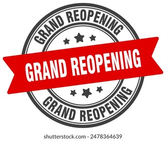 grand reopening stamp. grand reopening round sign. label on transparent background