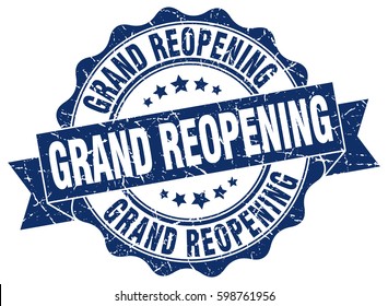 grand reopening. stamp. sticker. seal. round grunge vintage ribbon grand reopening sign
