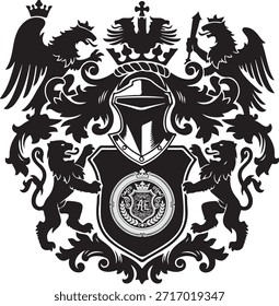 Großes königliches Wappen mit Adler und Löwen