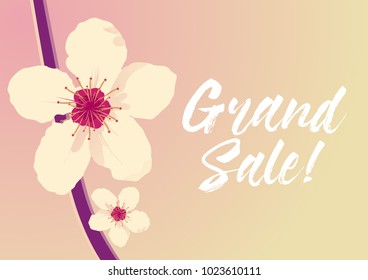 grand sale, beautiful greeting card with flower background