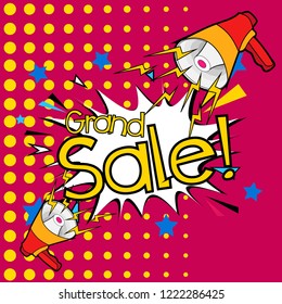 grand sale, beautiful greeting card background or banner with cartoon party theme. design illustration