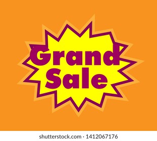 grand sale, Beautiful greeting card poster with pop art calligraphy text