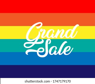 grand sale, beautiful greeting card background or template banner with rainbow theme. vector design illustration