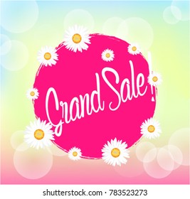 Grand Sale, Beautiful greeting card with bunch flowers background