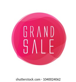 grand sale, label or sign red circle