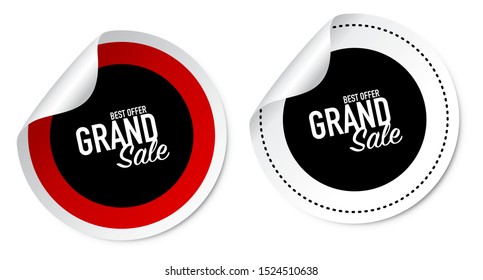 Grand Sale Stickers Isolated On White Background