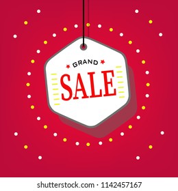 Grand sale tag on red background 