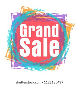 grand sale, vector beautiful greeting card or label with colorful theme.