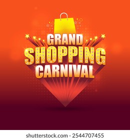 Grande Carnaval de Compras. Unidade de logotipo de etiqueta de venda 3d ou em camadas. Publicidade, marketing, Compras, Promoção, Anúncio